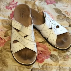 Clarks White Sandals 8M
